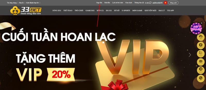 Nạp tiền 33bet và một số lưu ý trong quá trình thực hiện